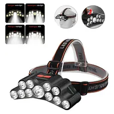 11 LED Lanterna De Farol Recarregável À Prova D'água Lâmpada De Cabeça Acessórios De Pesca Para Acampamento Ao Ar Livre