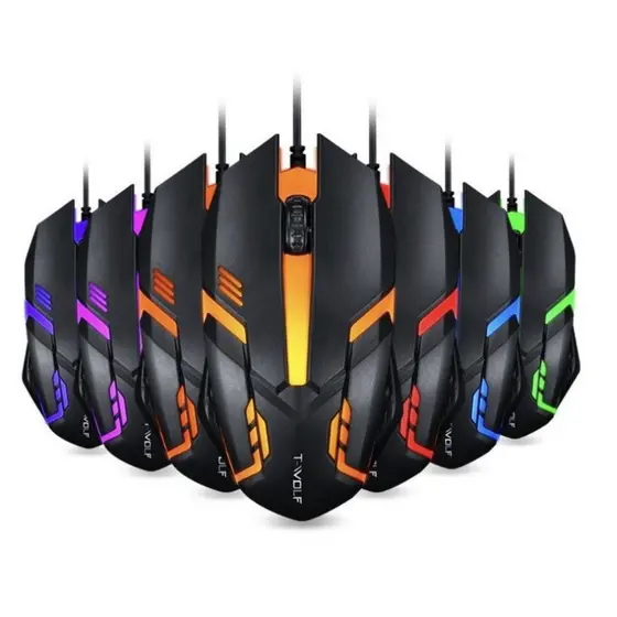 Mouse Gamer Led Rgb Com Fio Usb 1200 Dpi Ergonômico Óptico Preto SB-S06 Verde