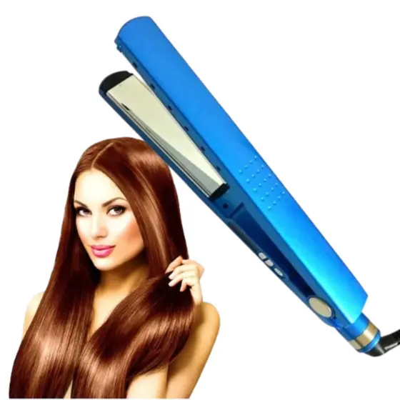 Prancha Cerâmica Chapinha de Cabelo Bivolt 110V/220V Nano Titanium Azul