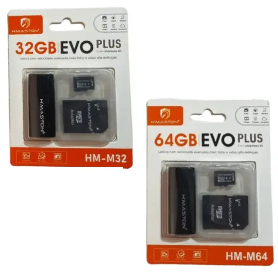 Cartão Memória Hmaston A'Gold Evo Plus 8GB 16GB 32GB 64GB Micro Sd Com Adaptador Pendrive e Cartão