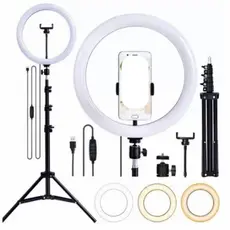 Ring Light Kit Completo 12 Polegadas 30cm cm Tripé 2 Metros Iuminador Profissional Portátil Youtuber