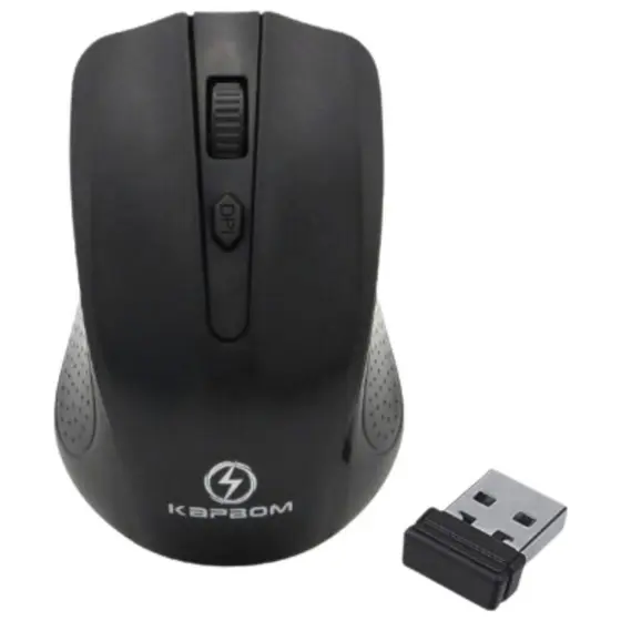 Mouse Sem Fio Preto Kapbom Ka-633 1200dpi 4 Botões Wireless Ergonômico