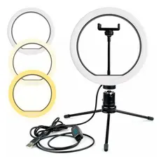 Ring Light Led Mesa Com Iluminador Bivolt Suporte Tripé De 8 Polegada 20cm 110v/220v
