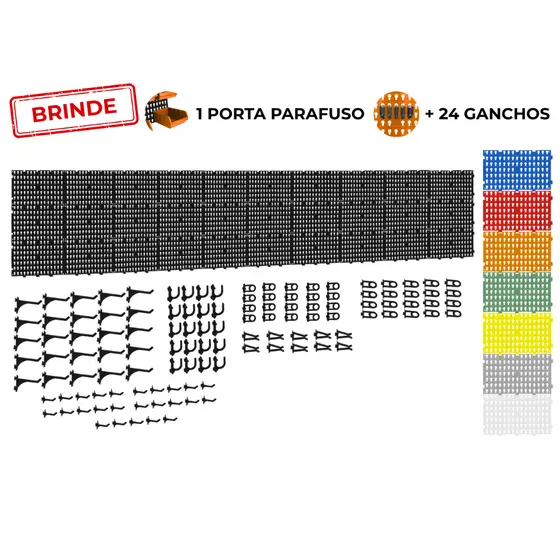 Painel Suporte Porta Ferramentas Organizador Parede Perfurado 295x52 + Brindes