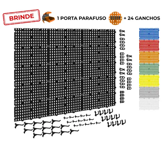 Painel Suporte Porta Ferramentas Organizador Parede Perfurado 89x87 + Brindes