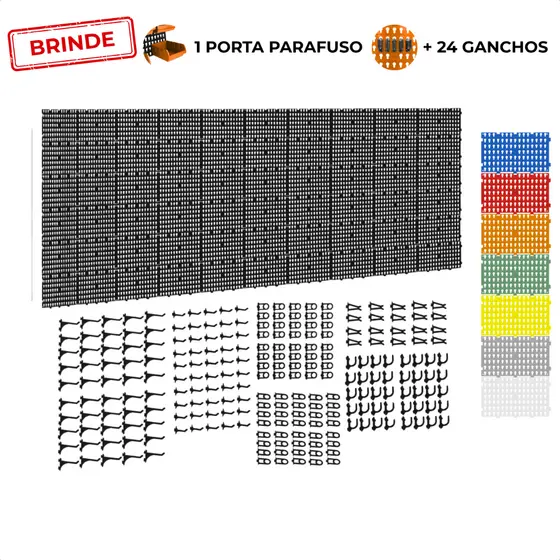 Painel Suporte Porta Ferramentas Organizador Parede Perfurado 295x104 + Brindes