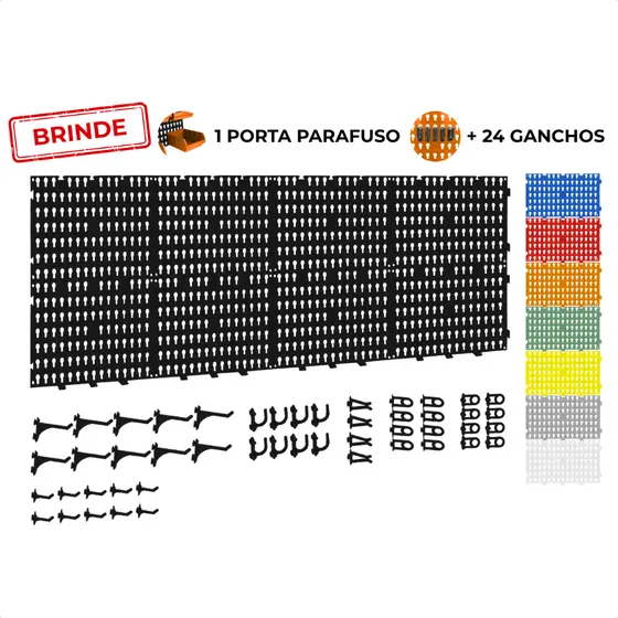 Painel Suporte Porta Ferramentas Organizador Parede Perfurado 118x35 + Brindes