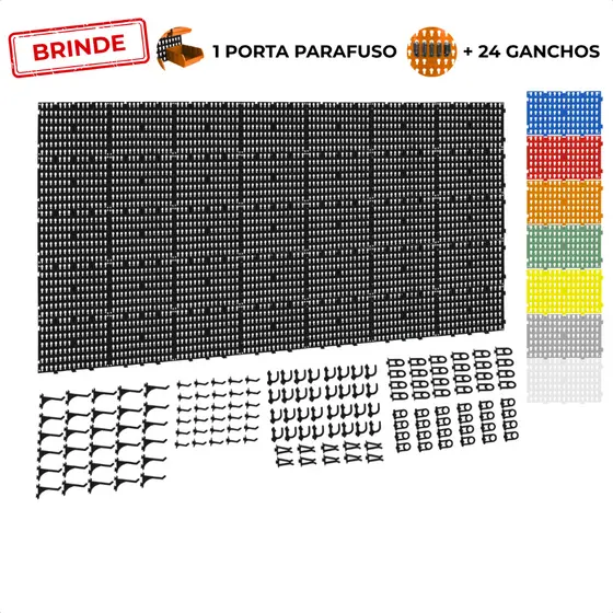 Painel Suporte Porta Ferramentas Organizador Parede Perfurado 87x207 + Brindes