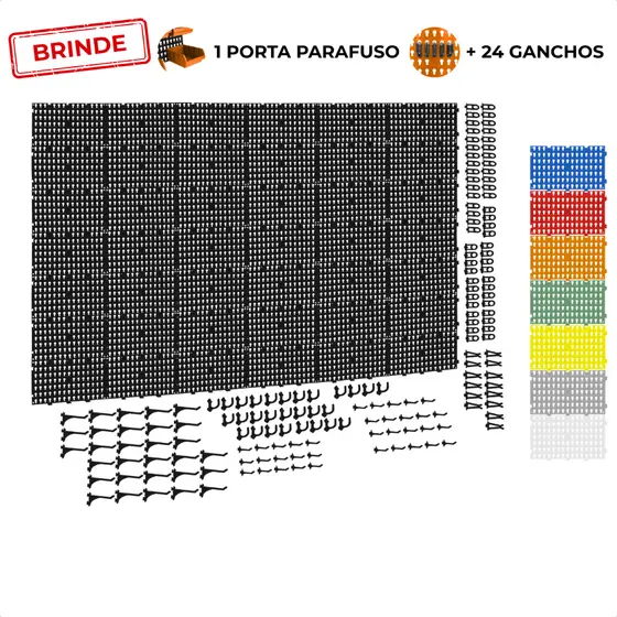 Painel Suporte Porta Ferramentas Organizador Parede Perfurado 177x121 + Brindes
