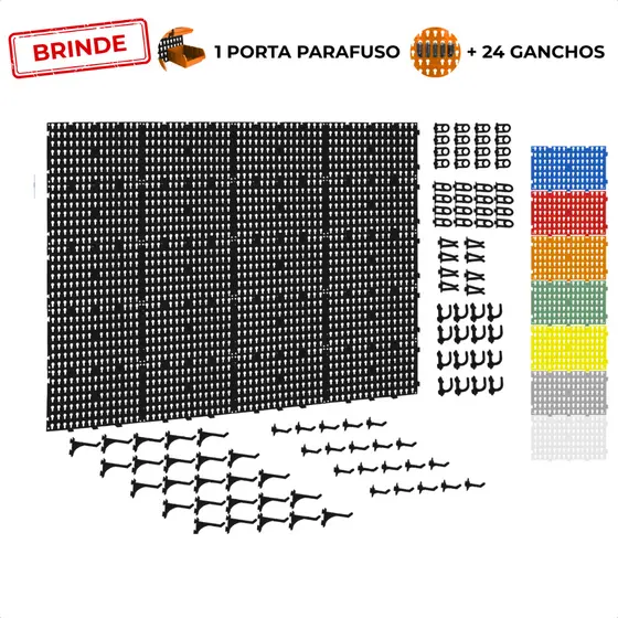 Painel Suporte Porta Ferramentas Organizador Parede Perfurado 118x87 + Brindes
