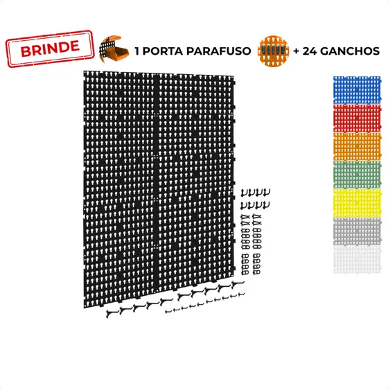 Painel Suporte Porta Ferramentas Organizador Parede Perfurado 59x87 + Brindes
