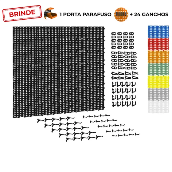 Painel Suporte Porta Ferramentas Organizador Parede Perfurado 118x121 + Brindes