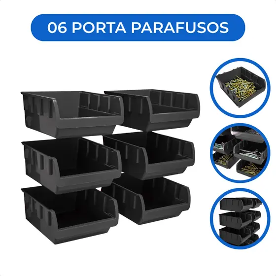 Porta Parafuso 6 Caixa Plastica Organizador Gaveteiro Ferramentas