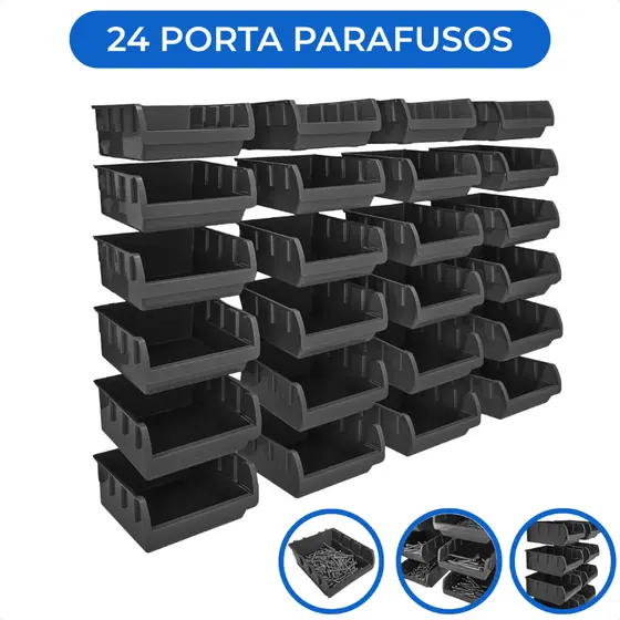 Porta Parafuso 24 Caixa Plastica Organizador Gaveteiro Ferramentas