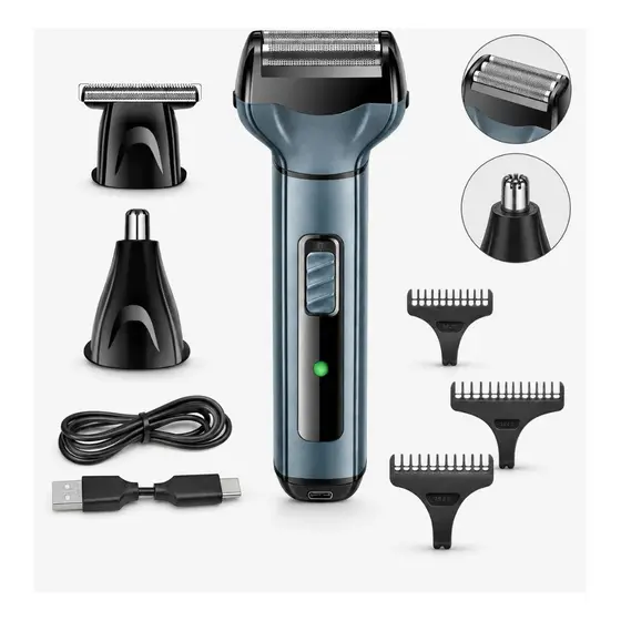 Maquina Aparador de Pelos Barba Cabelo Nariz Orelha 3 em 1 Sem Fio Recarregavel Bivolt Kit Bmax Maxx