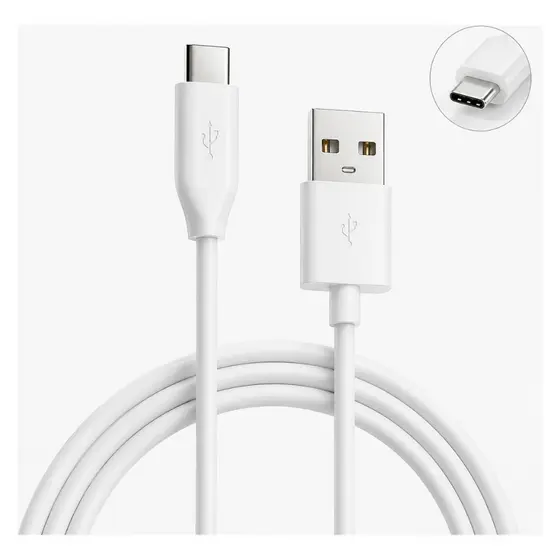 Cabo USB Tipo C Reforçado Carregamento Rápido Dados Android Samsung Xiaomi Branco DGX Premium 1M Pro