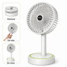 Ventilador Portátil B-Max Recarregável USB Dobrável 2 em 1 Mesa e Mão 3 Velocidades Mini Fan