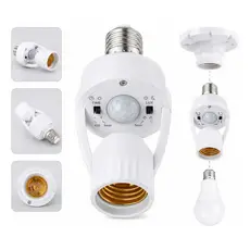 Soquete Sensor Presença E27 Infravermelho Automático Bivolt Lâmpada LED Garagem Escada Corredor Casa