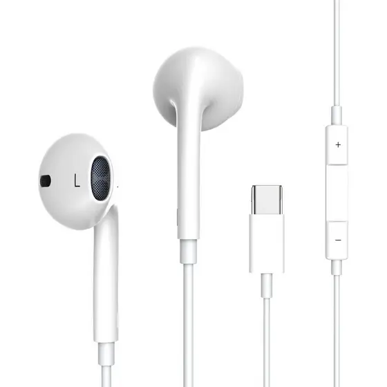 Fone De Ouvido Tipo C DGX Com Fio iPhone Samsung Branco USB-C Microfone Controle Hi-Fi Grave Origina