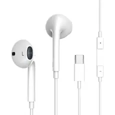 Fone De Ouvido Tipo C DGX Com Fio iPhone Samsung Branco USB-C Microfone Controle Hi-Fi Grave Origina