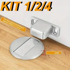 Kit 1/2/4 Trava Prendedor Batetor Fixador de Porta Magnético Adesivo Amortece Impacto Inox Cromado