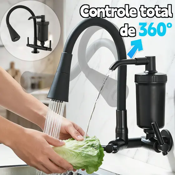 Torneira Preta Com Filtro Para Cozinha Torneira Flexivel de Parede CozinhaTorneira Preta Gourmet Parede Filtro