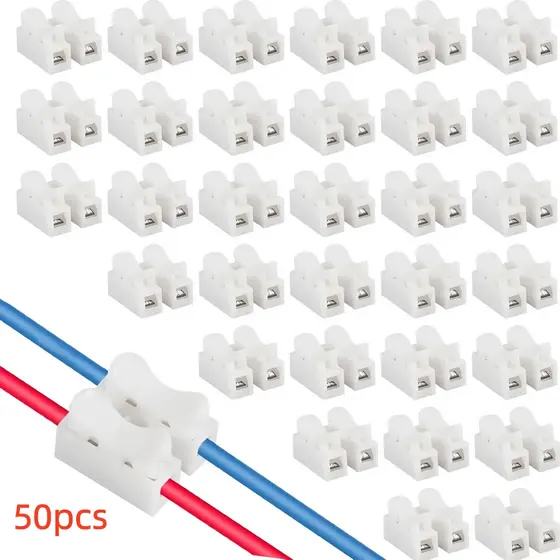 kit 50pcs Conector De Fio Led Sem Solda Tipo 2 Vias Branco