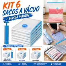 Kit 6 Saco A Vacuo 70X100 Organizador Edredom Cobertor Roupa P/Organizador de Guarda Roupa