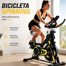 Bicicleta Ergometrica Spinning Com Roda De Inércia Para Fitness Profissional e Treino Esportivo
