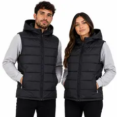 Colete Puffer Unissex com Capuz Removível Bobojaco Acolchoado Inverno Casual Leve Quentinho com Zíper e Bolsos