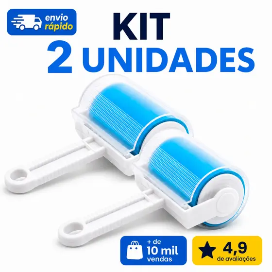 Kit 2 Rolo Removedor De Pelos Roupas Lavável Reutilizável com Capa Protetora