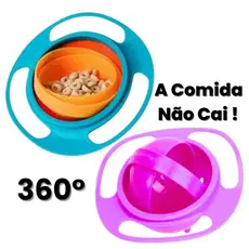 Prato Infantil 360° Antivazamento Giratório Mágico Não Derrama Refeição Bebê Antiqueda
