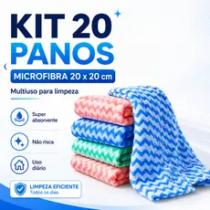 Pano De Microfibra Para Limpeza Alta Absorção Multiuso 20x20 Kit 20