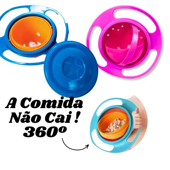 Prato Bebê 360° Antivazamento Giratório Mágico – Não Derrama, Não Cai, Refeição Sem Bagunça