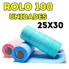 Kit 100 Panos Multiuso Tipo Perfex Picotado 25x30cm Reutilizável Rolo