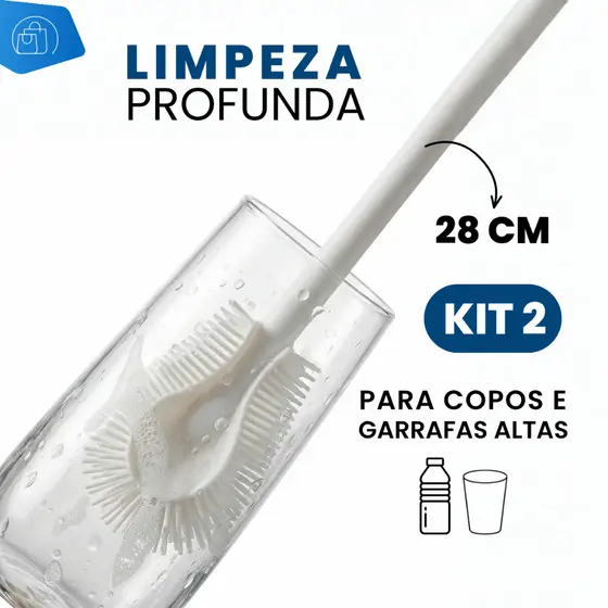 Escova De Limpeza De Silicone Flexível Para Copos Garrafas Mamadeiras Kit 2