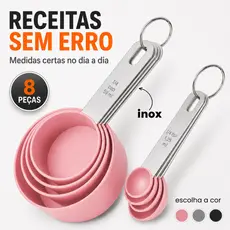 Medidor de Cozinha Inox Colher Xicara Kit 8 Peças