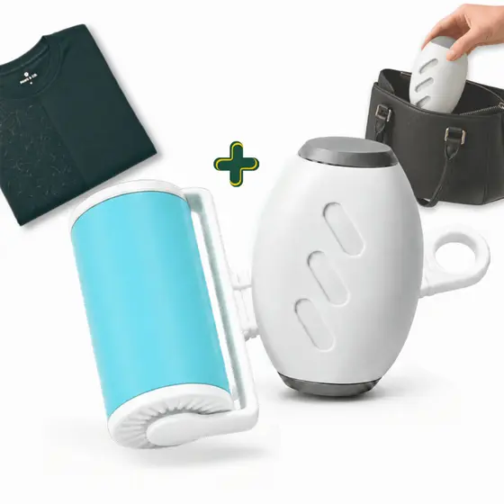 Kit Removedor De Pelos Roupas Lavável Rolo Reutilizável Portátil com Capa Protetora