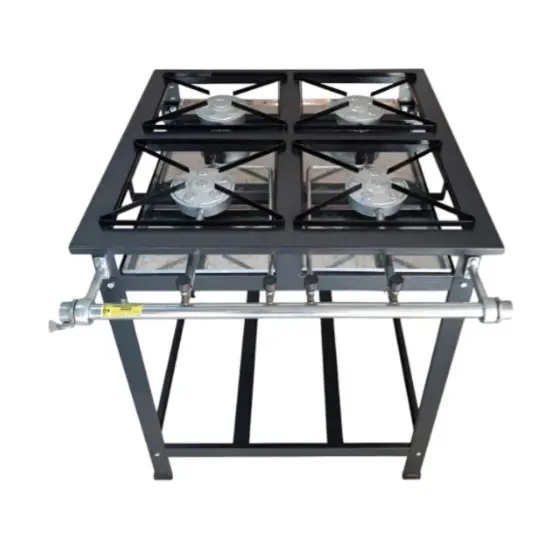Fogão Alta Pressão Industrial Quatro 4 Bocas Caulim Premium + Brinde