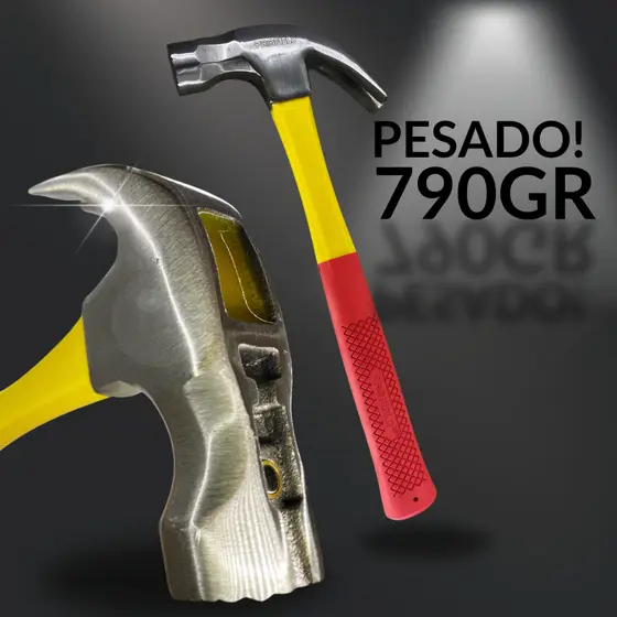 Martelo Unha IMÃ - 33cm e 770g - Profissional Com Cabo Emborrachado e Imã Na Unha 20 Oz - Profield