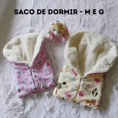 Saco De Dormir Para Bebê Com Sherpa Elástico Zíper Estampado 100% Algodão