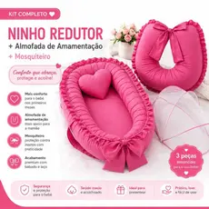 Ninho Redutor De Berço + Almofada De Amamentação + Mosquiteiro de Ninho Menino Menina