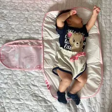 Trocador de Fralda Pequeno Portátil Bebê Impermeável Dobrável com Tecido Estampado 100% Algodão