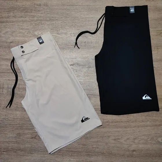 Kit com 2 Bermudas Elastano Tactel Preta/Bege Lisa