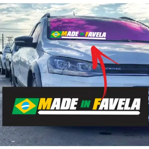 adesivo made in favela para carro moto e caminhão