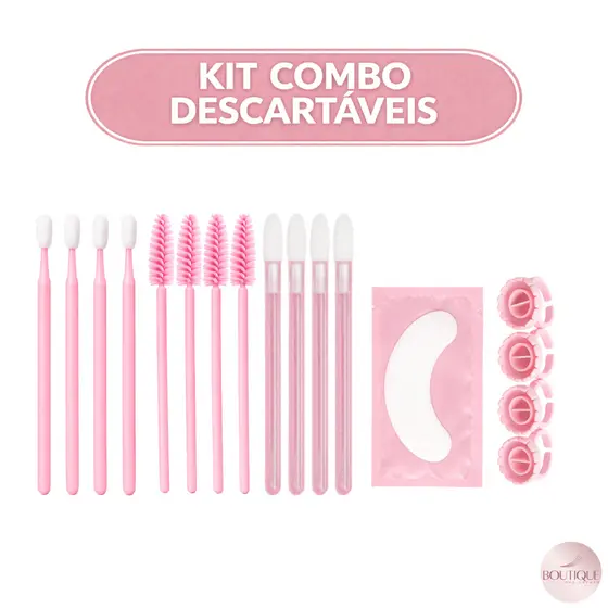 Kit 4 Escovinhas 4 Anéis Batoque 4 Microblush 4 Pinceis Labios  2 Pad (1par) proteção de Pálpebras