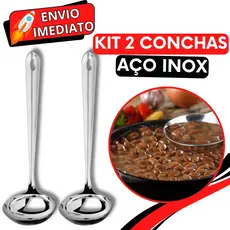 KIT Jogo 2 Concha de Feijão Inox Super Resistente para Servir Molho Feijão Sopa Caldo para Casa Restaurante Buffet