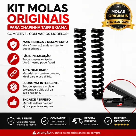 Kit Com 2 Molas Originais Para Chapinha (Prancha de Cabelo)