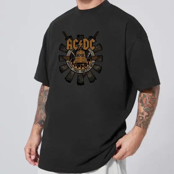 Camiseta Banda Rock AC&DC Oversized Vintage Style Algodão