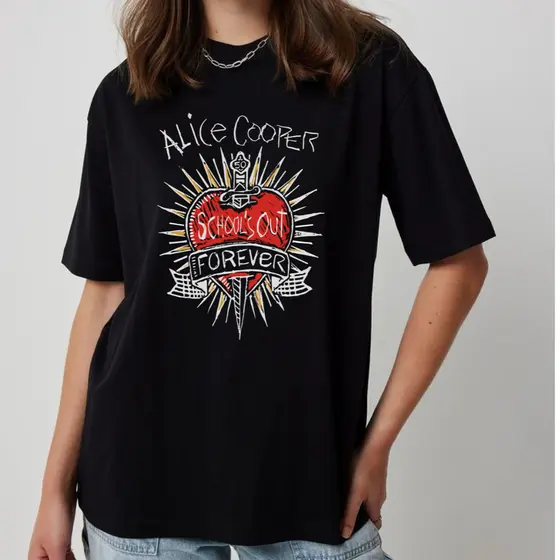 Camiseta Alice Cooper Oversized Schools Out Forever 100% Algodão